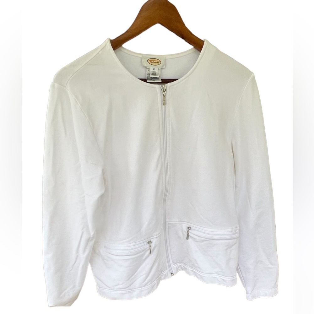 Talbots Women’s White Full Zip Jacket Soft Shell Casual Size Medium